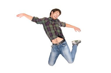 Mutlu genç çocuk atlama