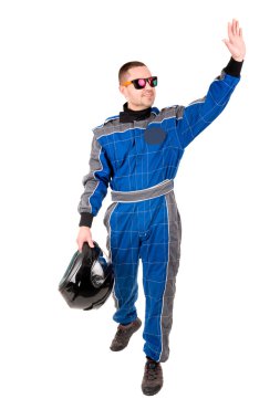 Kask ile yarış sürücüsü