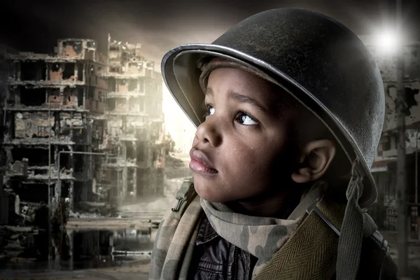 Little boy soldier — Stock Photo, Image