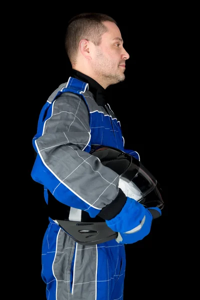 Rennfahrer mit Helm — Stockfoto