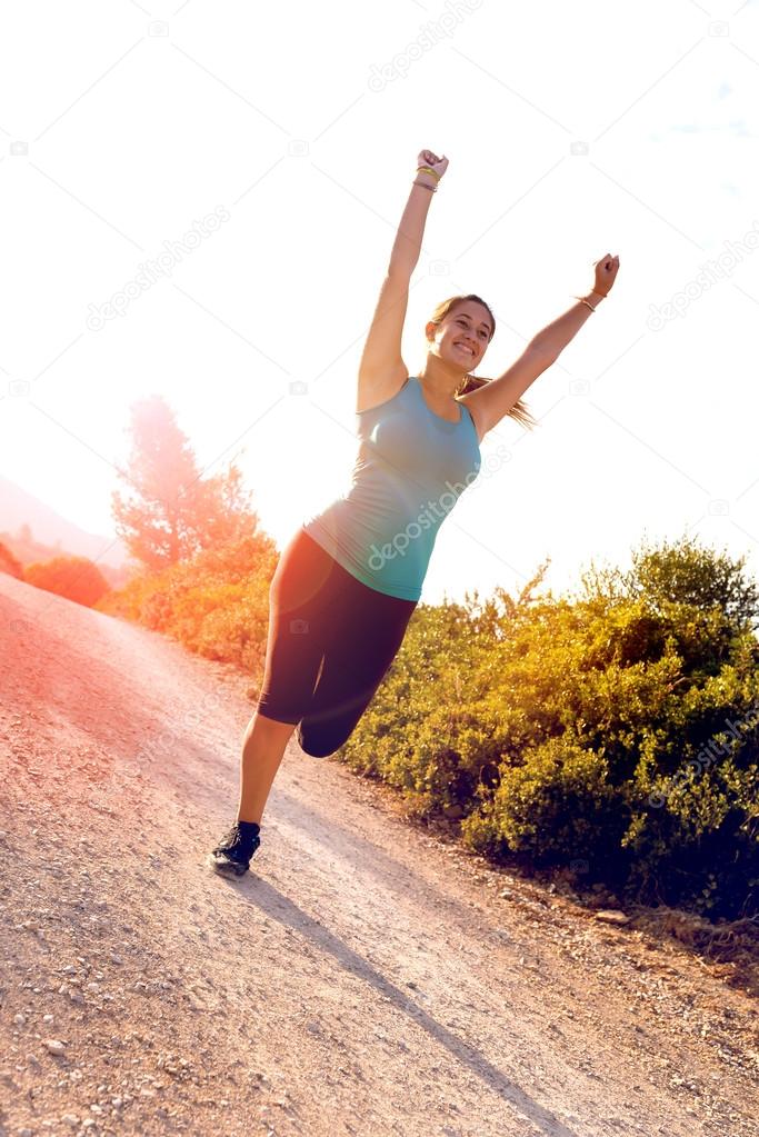 young girl jogging