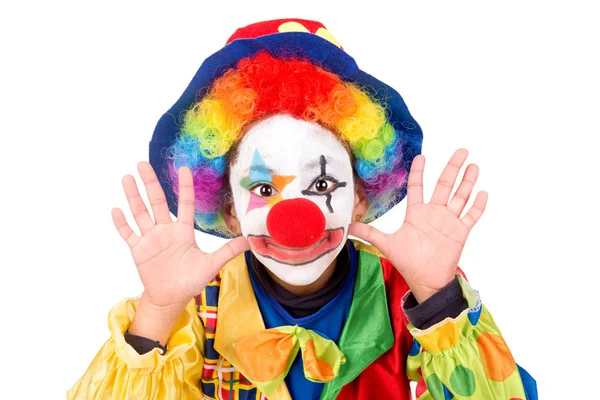 Jong meisje dragen clown kostuum — Stockfoto