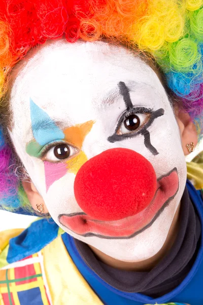 Jong meisje dragen clown kostuum — Stockfoto