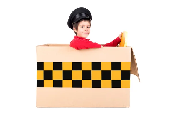 Taxi driver little boy — Stock Photo, Image