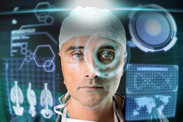 Doctor with digital screens — Stock Photo, Image