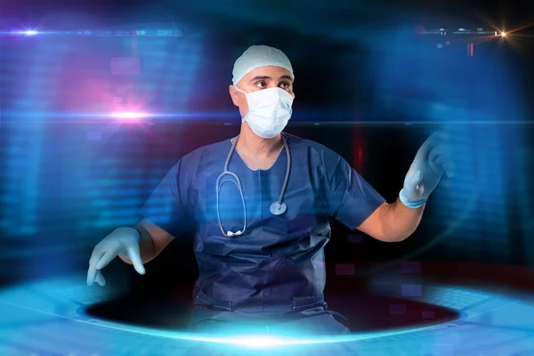 Doctor with digital screens — Stock Photo, Image