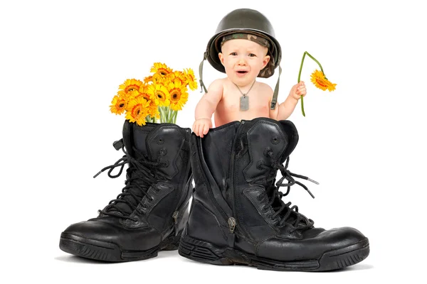 Flower power baby koncept — Stockfoto