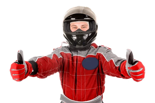 Racing driver wearing helmet — Stock Photo, Image