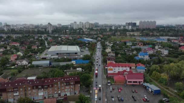 Sofievskaya Borschagovka Región Kiev Ucrania Octubre 2020 Vista Aérea Cabañas — Vídeos de Stock