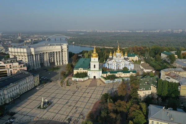 Europe Kiev Ukraine November 2020 Aerial View Michael Church Михайловская — стоковое фото