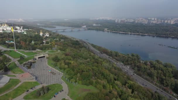 Europa Kiev Ukraina November 2020 Flygfoto Över Motherland Monument Kiev — Stockvideo