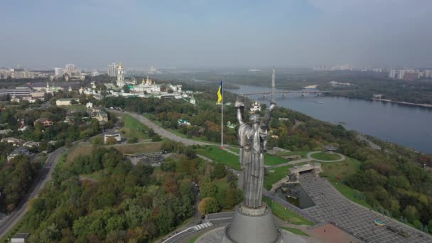 Europe Kiev Ukraine November 2020 Aerial View Motherland Monument Kiev — Stock Video