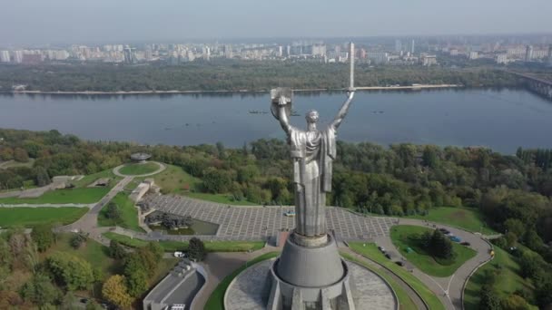 Ευρώπη Κίεβο Ουκρανία Νοέμβριος 2020 Αεροφωτογραφία Του Μνημείου Της Μητέρας — Αρχείο Βίντεο