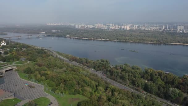 Evropa Kyjev Ukrajina Listopad 2020 Letecký Pohled Památník Vlasti Kyjev — Stock video