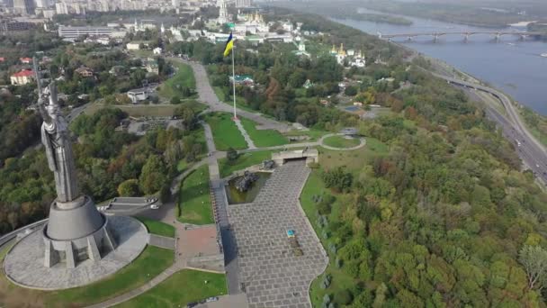 Europa Kiev Oekraïne November 2020 Luchtfoto Van Het Moederland Monument — Stockvideo