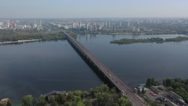 Avrupa Kiev Ukrayna Kasım 2020 Otomobil Kavşağı Paton Köprüsünün Kentteki — Stok video