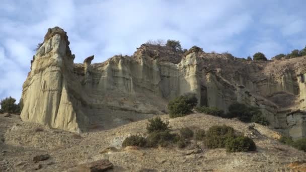 View Kuladokiya Mountains Unusual Volcanic Rock Formation City Kula Turkey — Stock Video