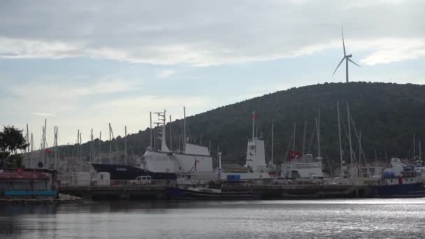 Cesme Izmir Turquia Janeiro 2021 Navios Carga Porto Carga Descarga — Vídeo de Stock