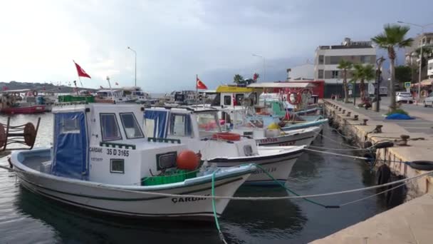 Cesme Zmir Türkiye Ocak 2021 Köy Limanının Manzarası Covid Koronavirüs — Stok video