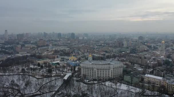 Europa Kijów Ukraina Luty 2021 Widok Lotu Ptaka Podil Kościół — Wideo stockowe