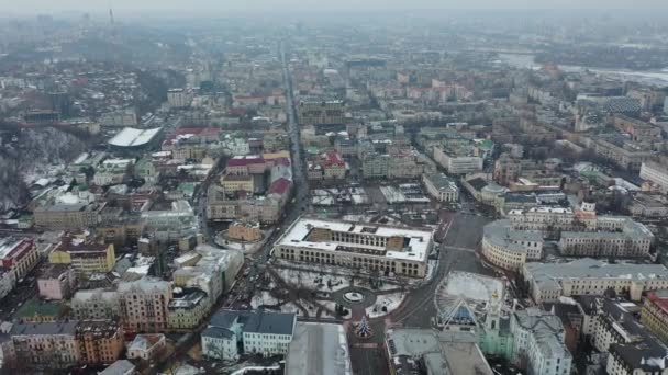 Europa Kiev Ucrânia Fevereiro 2021 Vista Aérea Área Podil Igreja — Vídeo de Stock