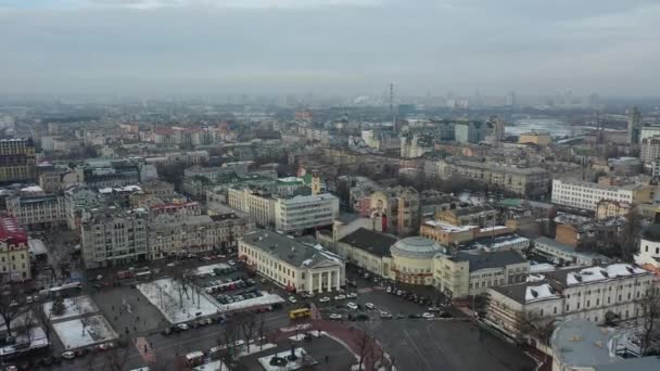 Europa Kiev Ucrânia Fevereiro 2021 Vista Aérea Área Podil Igreja — Vídeo de Stock