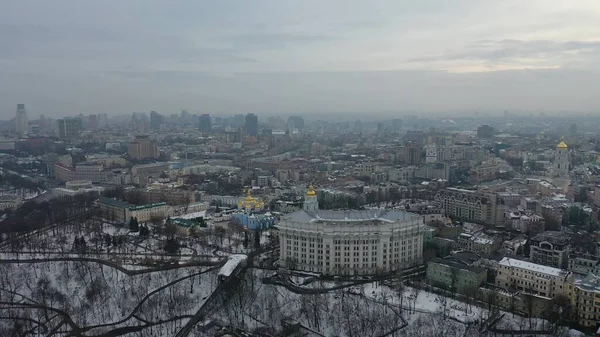 Europa Kiev Ukraina Februari 2021 Flygfoto Över Andrews Kyrka Podil — Stockfoto