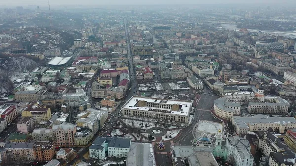 Europa Kiev Ukraina Februari 2021 Flygfoto Över Andrews Kyrka Podil — Stockfoto