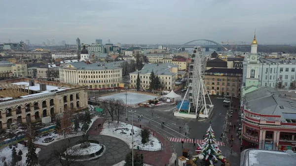 Europa Kiev Ucrania Febrero 2021 Vista Aérea Iglesia San Andrés —  Fotos de Stock