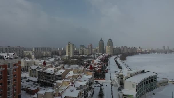 Avrupa Kiev Ukrayna Şubat 2021 Obolonskaya Seti Dnipro Nehri Nin — Stok video