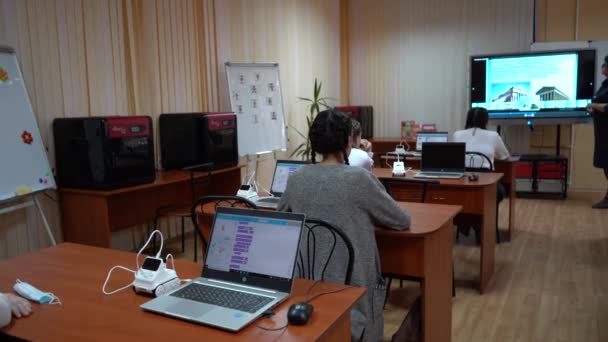 Poltava Ucraina Europa Marzo 2021 Insegnante Durante Una Lezione Classe — Video Stock