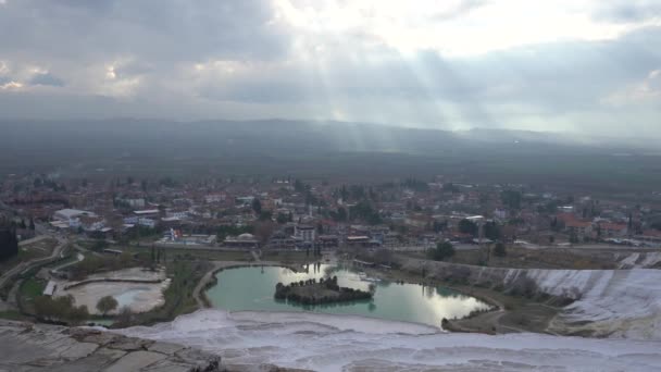 Памуккале Турция Январь 2021 Года Памуккале Эпохальный Вид Белая Гора — стоковое видео