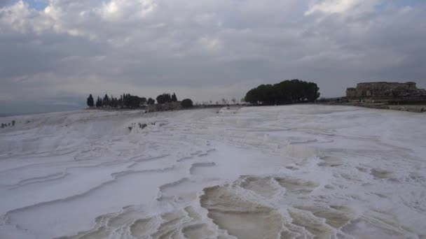 Pamukkale Türkei Januar 2021 Blick Auf Pamukkale Weißer Berg Und — Stockvideo