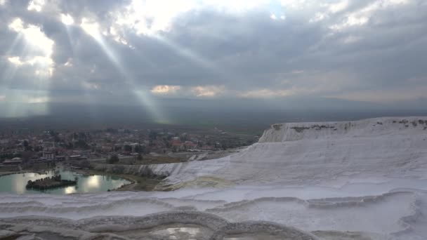 Pamukkale Türkei Januar 2021 Blick Auf Pamukkale Weißer Berg Und — Stockvideo