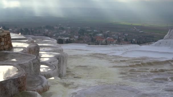Pamukkale Turquía Enero 2021 Vista Panorámica Pamukkale Montaña Blanca Aguas — Vídeos de Stock