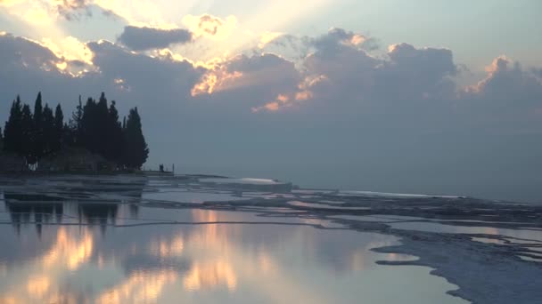 Pamukkale Τουρκία Ιανουάριος 2021 Θέα Ορόσημο Της Pamukkale Λευκό Όρος — Αρχείο Βίντεο