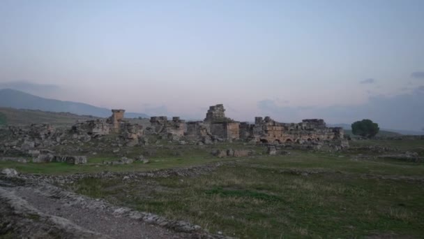 Pamukkale Türkiye Ocak 2021 Antik Hierapolis Kentinin Taşları Eski Şehrin — Stok video