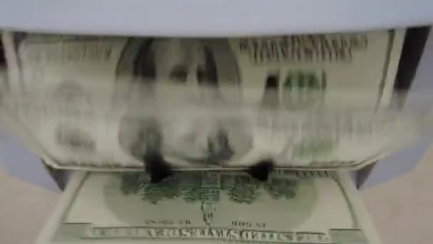 Maszyna Liczenia Banknotów Dolary Kalkulatorze Przeliczanie Banknotów Dolarowych Amerykańskie Dolary — Wideo stockowe