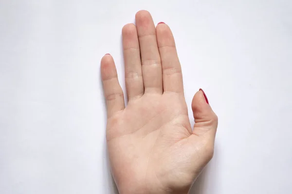 Γυναικείο Χέρι Απομονωμένο Φόντο Από Κοντά — Φωτογραφία Αρχείου
