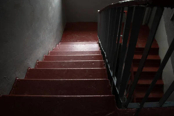 Alte Sowjetische Schmutzige Dunkle Treppe Einem Mehrfamilienhaus Dnipro Stadt Der — Stockfoto