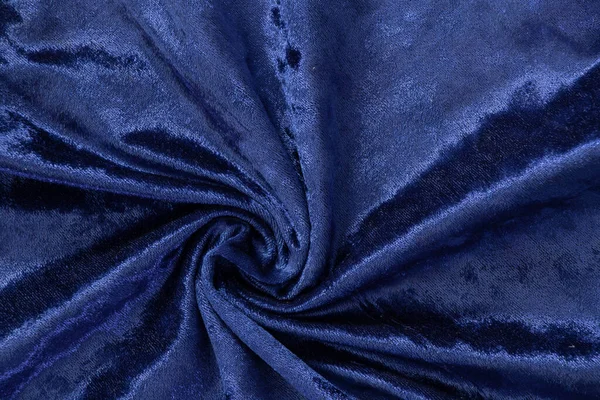Gładka Niebieska Pomarszczona Tkanina Zbliżenie Jako Tło Tekstura Tkaniny — Zdjęcie stockowe