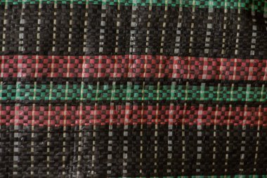 Hasır eski Sovyet plastik torbasını yakın plan gibi kapkara