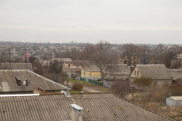 Muchas Casas Privadas Una Zona Remota Ciudad Dnipro Otoño Ucrania — Foto de Stock