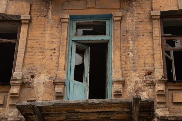 Ancien Bâtiment Abandonné Dresse Dans Centre Ville Dnipro Ukraine Façade — Photo