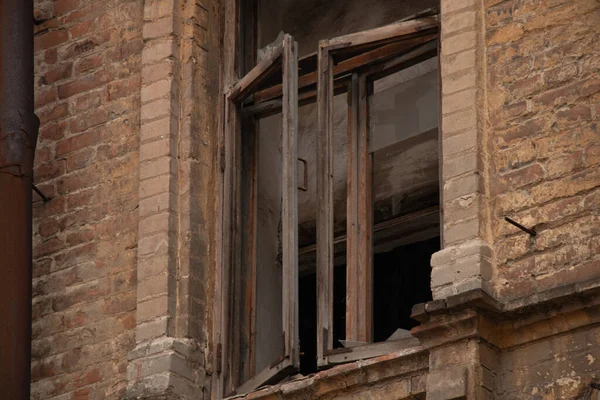 Ancien Bâtiment Abandonné Dresse Dans Centre Ville Dnipro Ukraine Façade — Photo