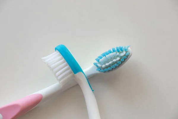 Blue Toothbrushes Isolated White Background Close — Stock Photo, Image
