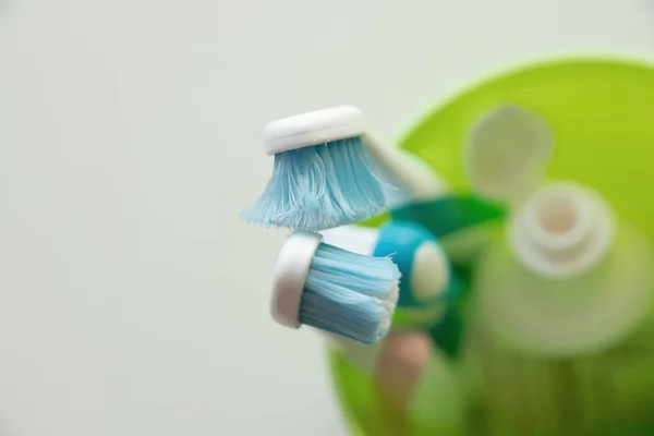 Blue Toothbrushes Isolated White Background Close — Stock Photo, Image