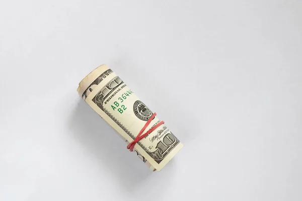 Рулон Американськими Доларами Ізольованому Фоні Крупним Планом Фінанси — стокове фото