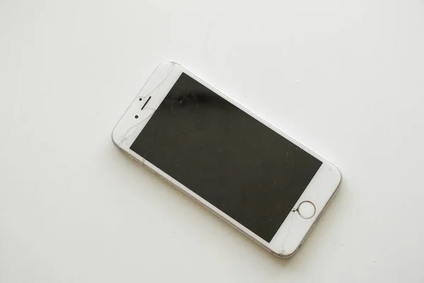 Ukraine Dnipro 2020 Old Iphone Broken White Background Close — Stock Photo, Image