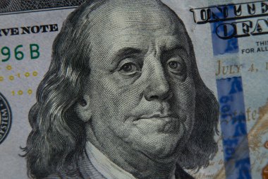 Amerikan yüz dolarlık banknot makro fotoğrafı kapat